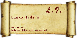 Lisko Irén névjegykártya